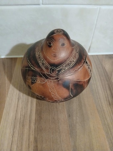 Vintage hand carved - carved, gourd