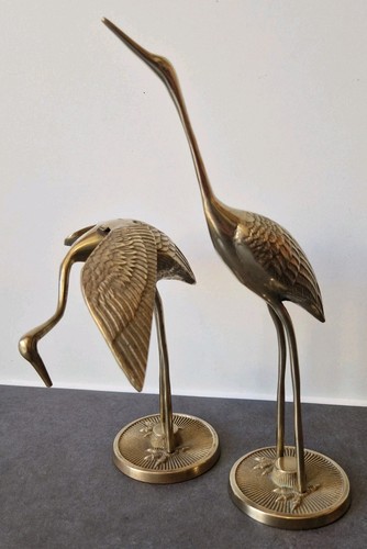 Vintage pair brass stork - vintage,
