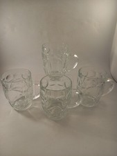 Arcoroc dimpled beer mug x4 glasses pint size 5in tall 3.5in wide clear glass