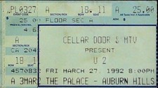 U2 Ticket Stub The Palace