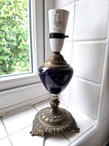 Vintage ceramic blue lamp - vintage,