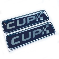 2x Cup Race Flag Chrome 3D Domed Gel Decal Sticker Car Badges Fits Renault VW