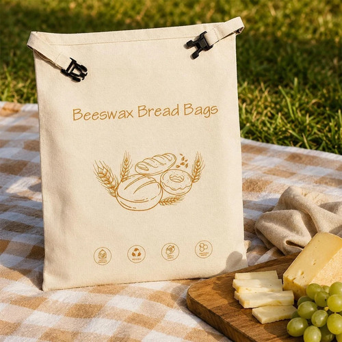 Reusable beeswax bread bag - beeswax,