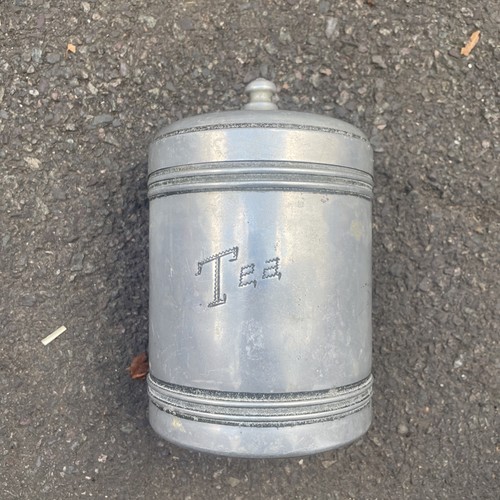 Vintage aluminium tea caddy - vintage,