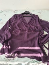 Bhs,16/18, purple tunic/blouse,embellished at waist,used,1 gem missing,see photo