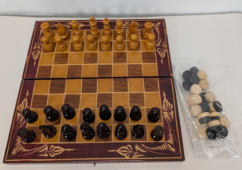 Vintage carved wooden - vintage, chess