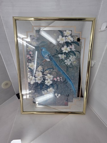 Vintage asian blue bird - blue,