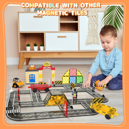 Magnetic tiles road - set, stem