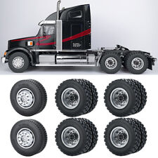 Alloy Front Rear Wheel Rims & Tires for 1/14 Tamiya Trailer Tractor Truck RC Car