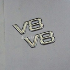 2x V8 Small Silver Chrome