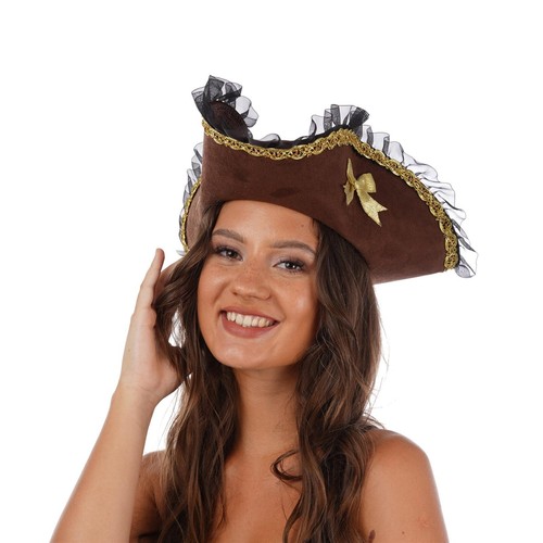 Deluxe brown tricone pirate - brown,