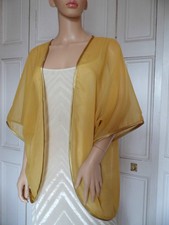 GOLD Chiffon Kimono Wrap Wedding Evening Shrug Bolero Jacket.. Sizes 8 - 24