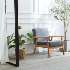 setsail Scandinavian Design Linen Fabric Armchair Tub Chair 1 Seater Sofa Accent