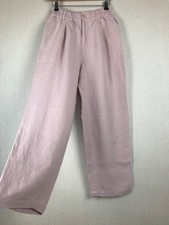 ZARA Pink Trousers XS Wide Leg Baggy Loose Fit Womens Pleated Elastic Waist
