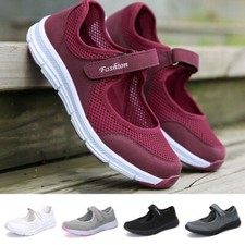 Womens Flat Mary Jane Casual Comfy Walking Trainers Mesh Ladies Shoes Size 3-9