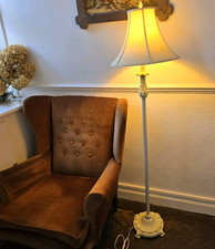 Floor Lamp Shabby Chic Cream Ornate & Shade Cottagecore 150 Cm