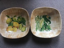 2 x Retro Woven Bamboo Serving Dishes