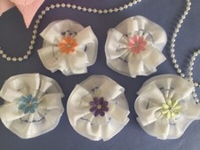 5 Handmade Fabric Flowers vintage shabby chic  Pearl wedding crafts Bridal