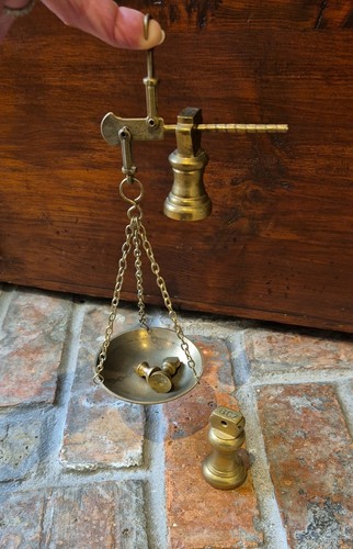 Antique handheld brass balance - brass,