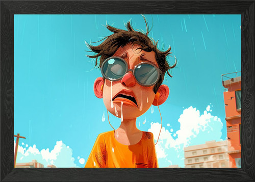 Crying boy the rain - boy, in