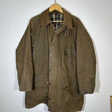 VTG 80s Barbour Solway Zipper Belted Jacket Mens 42” Green Waxed