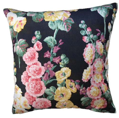 Sanderson hollyhocks ebony - hollyhocks,