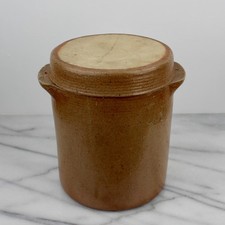 VINTAGE FRENCH LIDDED CONFIT POT · 70s stoneware earthenware handled lugged jar