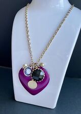 Vintage Purple Gold River Island Love Heart Pendant Necklace Valentines Day