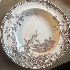 E.M. & Co. Edge Malkin & Co. "Lisbon" Brown Transferware Soup Bowl