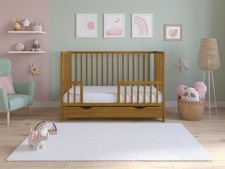 Classic Baby Cot Bed 120x60cm with  Drawer & Microfiber Quilted  Foam Mattress