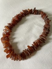 Rough Cut Amber Necklace On Thread