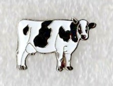 Friesian cow pin badge. Black and white. Dairy cattle Farming Farm animal. Metal