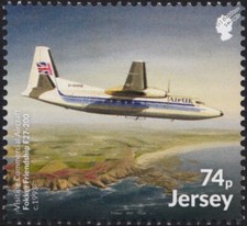 AirUK FOKKER FRIENDSHIP F27-200 Visiting Commercial Aircraft Stamp (2022 Jersey)