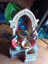 mini indoor water fountain nativity scene with light 
