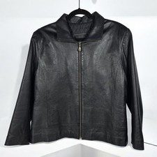 SUB ZERO NEW YORK Women Jacket Black Genuine Italian Leather Zip Front 2XL