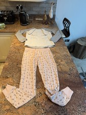 Size 8 Boux Avenue Pink Grey White Fluffy Bunny Rabbit Pyjamas PJs Lounge Wear 