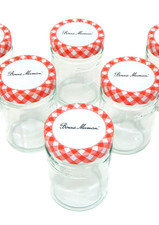 4x 360g Glass Jars Gingham Lids Jam Preserve Honey Pickle Storage Bonne Maman