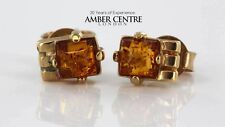 Italian Made German Baltic Amber Stud Earrings In 9ct Gold GS0074 RRP £165!!!