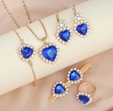 5Pcs Sapphire Blue Love Heart