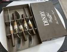 VTG DENBY CUTLERY AGATE  5pc PLACE SETTING CUTLERY SET BOXED KNIVES FORKS SPOONS