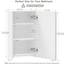 Wall Mounted Single Door Mirror Cabinet Bathroom Cupboard with Adjustable Shelf