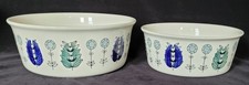 Two MCM Egersund Norway serving bowls, hand-painted blue flowers - 18cm & 21.5cm