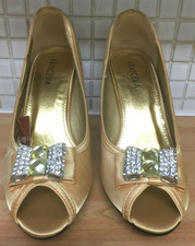 Diamante Satin Bow Shoes Peep
