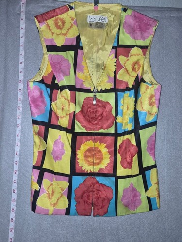 Laurel floral colorblock vest - floral,