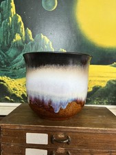 West German Brown Blue Plant Pot Planter Vintage 807-17 Mid Century