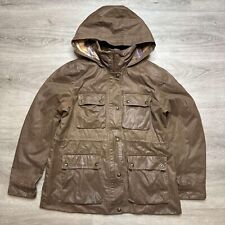 Fat Face Brown Sussex Hooded Wax Jacket Size 16 *
