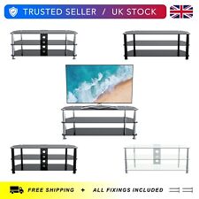 Glass TV Floor Stand Unit, Up To 60" TVs, Choice of Finishes, Glass Shelving