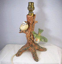 Vintage Germany Goebel Porcelain Firecrest Bird & Tree Electric Table Lamp