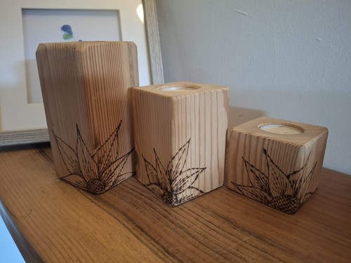 Wood candle holders - wood,