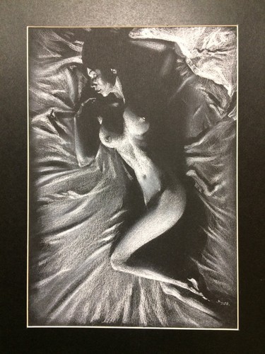 Original art drawing nude noir - nude,